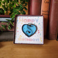 Blue Topaz Stained Glass Heart Suncatcher - December Birthday Gift
