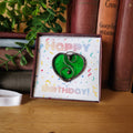 Emerald Green Stained Glass Heart Suncatcher - May Birthday Gift