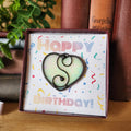 Shimmery Pearl Stained Glass Heart Suncatcher - June Birthday Gift