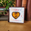 Golden Topaz Stained Glass Heart Suncatcher - November Birthday Gift