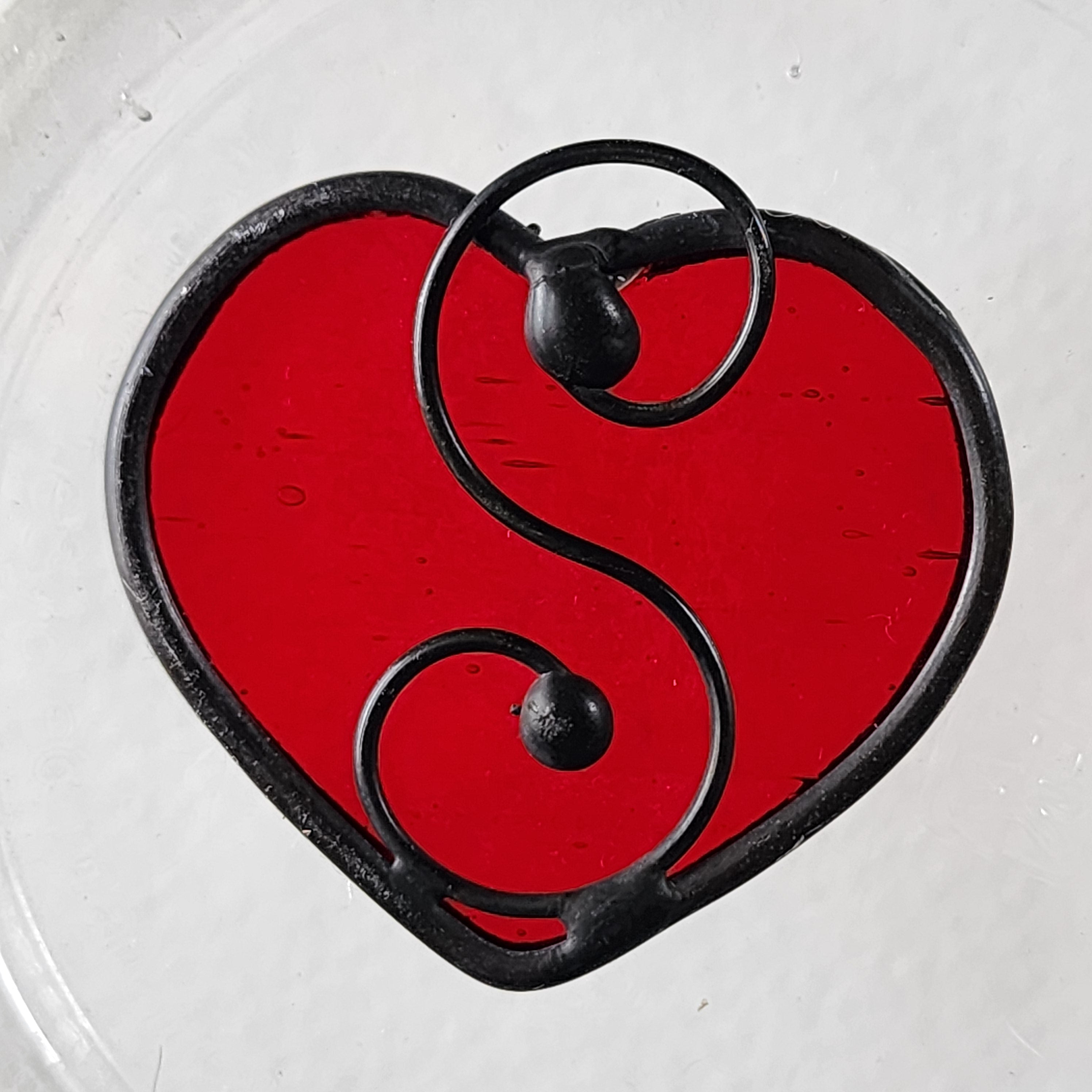 Garnet Red Stained Glass Heart Suncatcher - January Birthday Gift