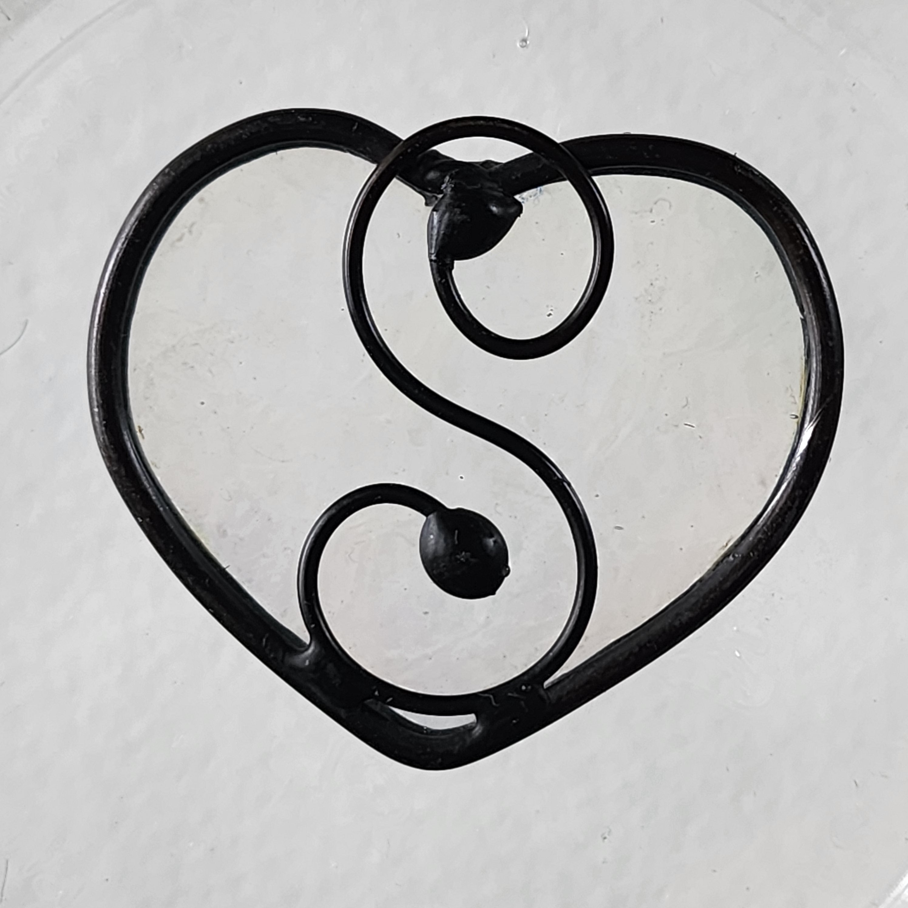Iridescent Diamond Clear Stained Glass Heart Suncatcher -  Mother's Gift