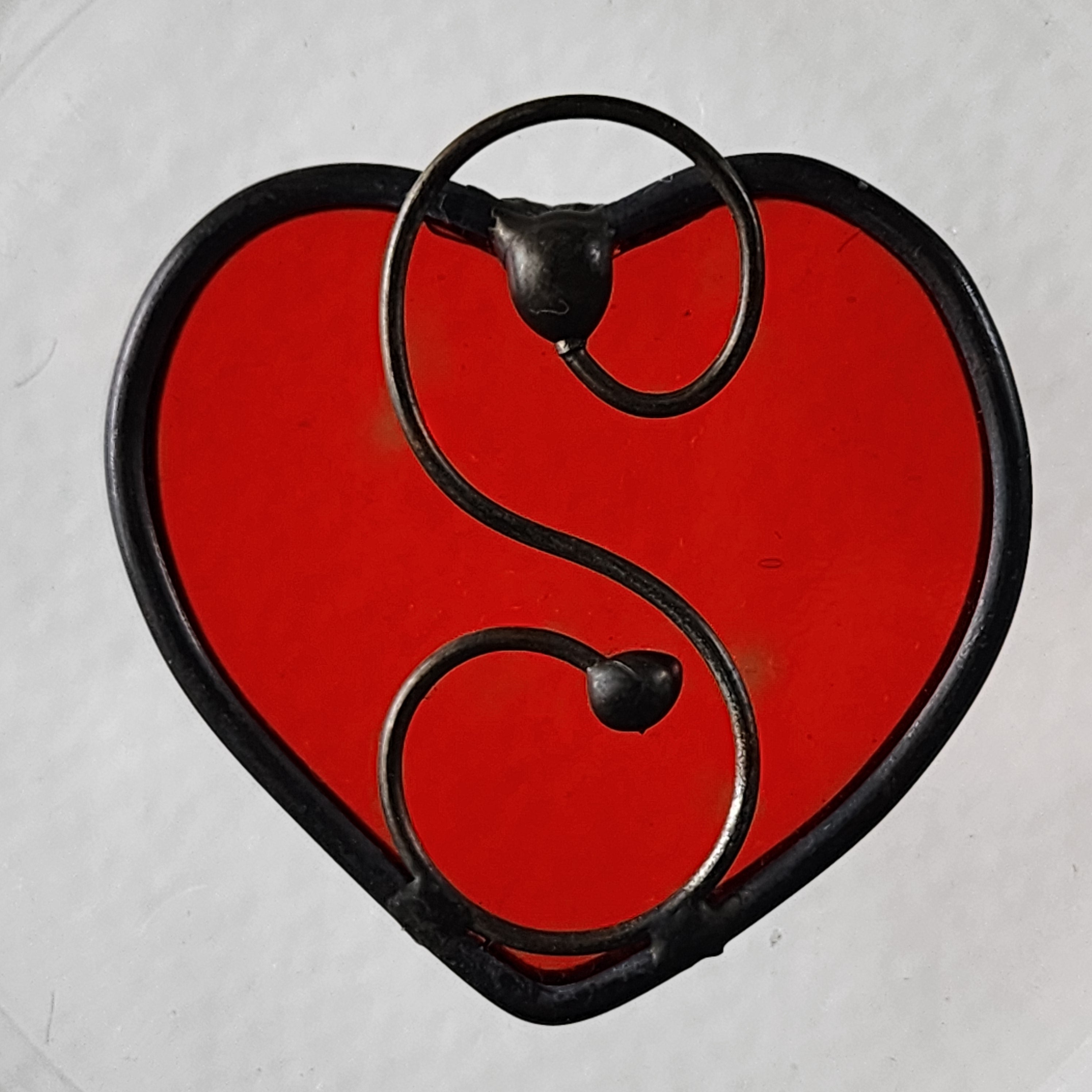 Ruby Red Stained Glass Heart Suncatcher -  Mother's Gift