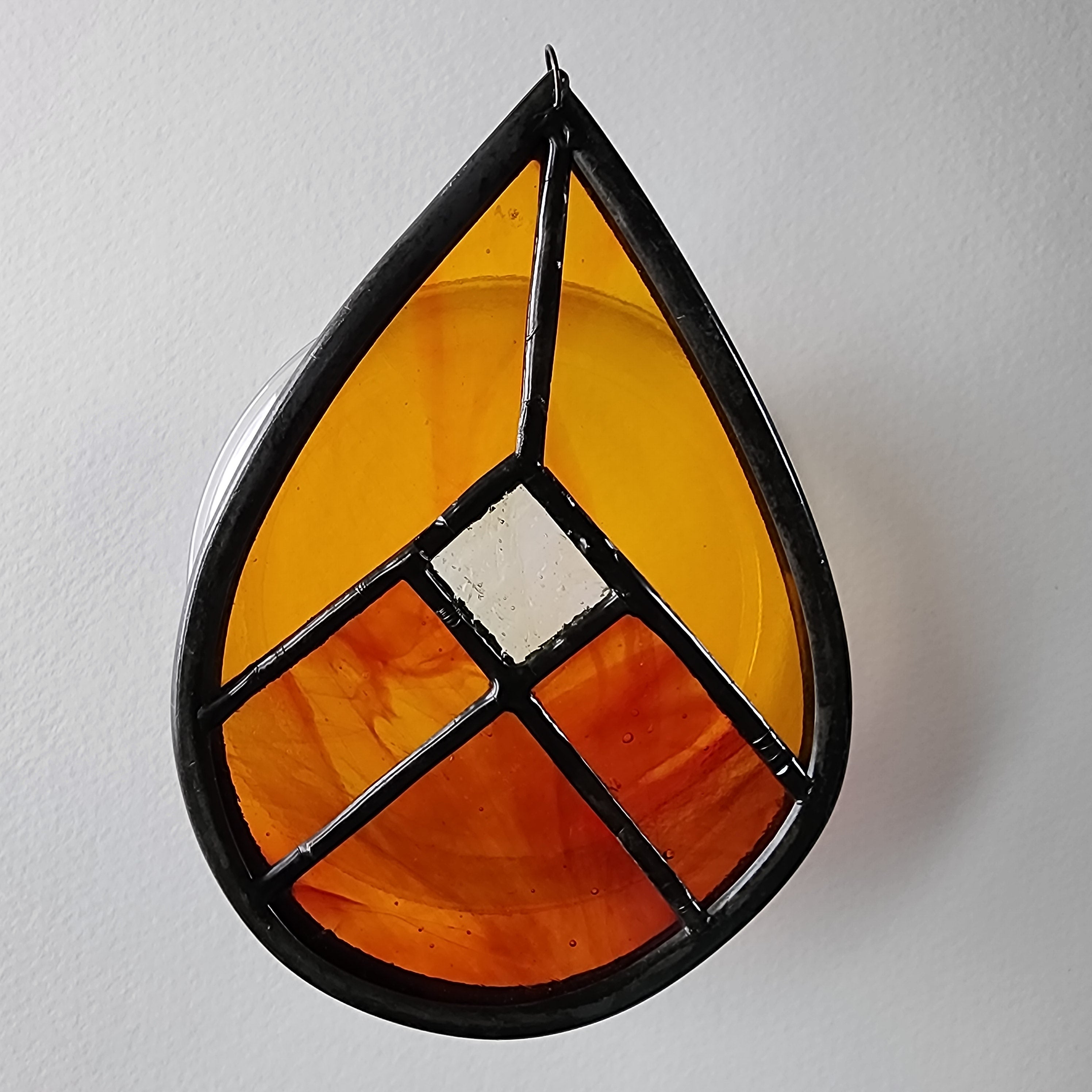 Fire Elemental Drop Stained Glass Suncatcher - Limited Edition with Heirloom Glass