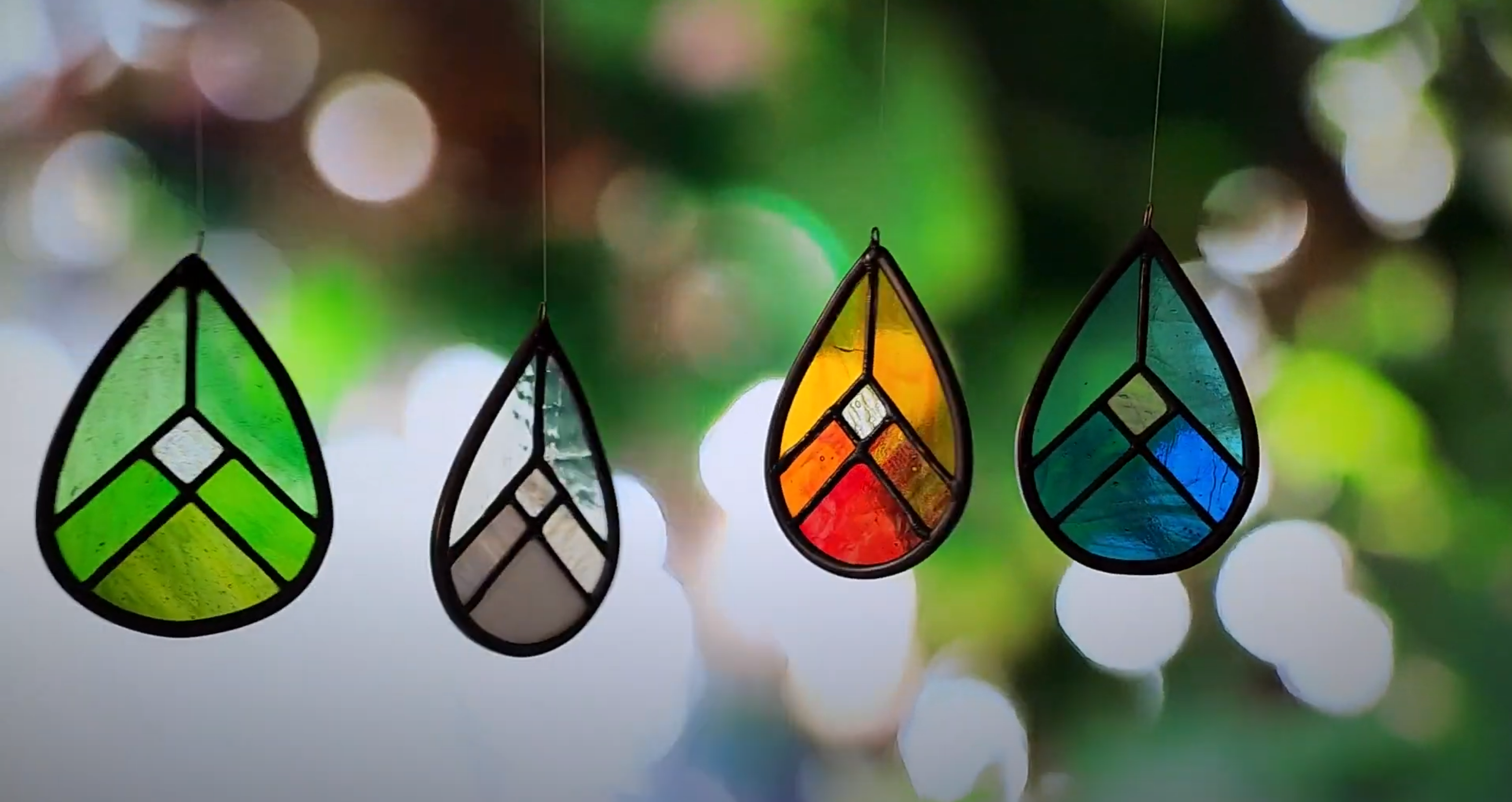 Fire Elemental Drop Stained Glass Suncatcher - Limited Edition with Heirloom Glass