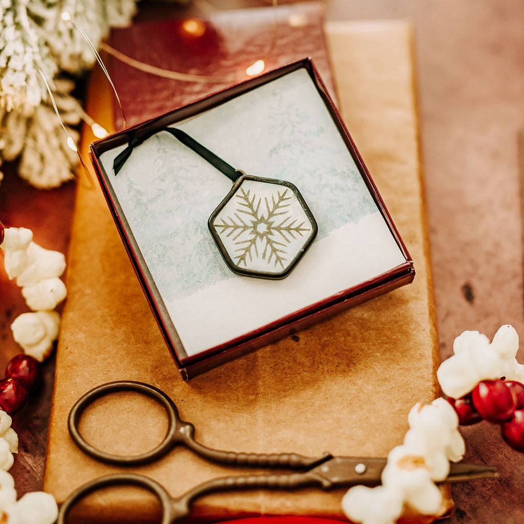 Snowflake hexagon ornament in gift box