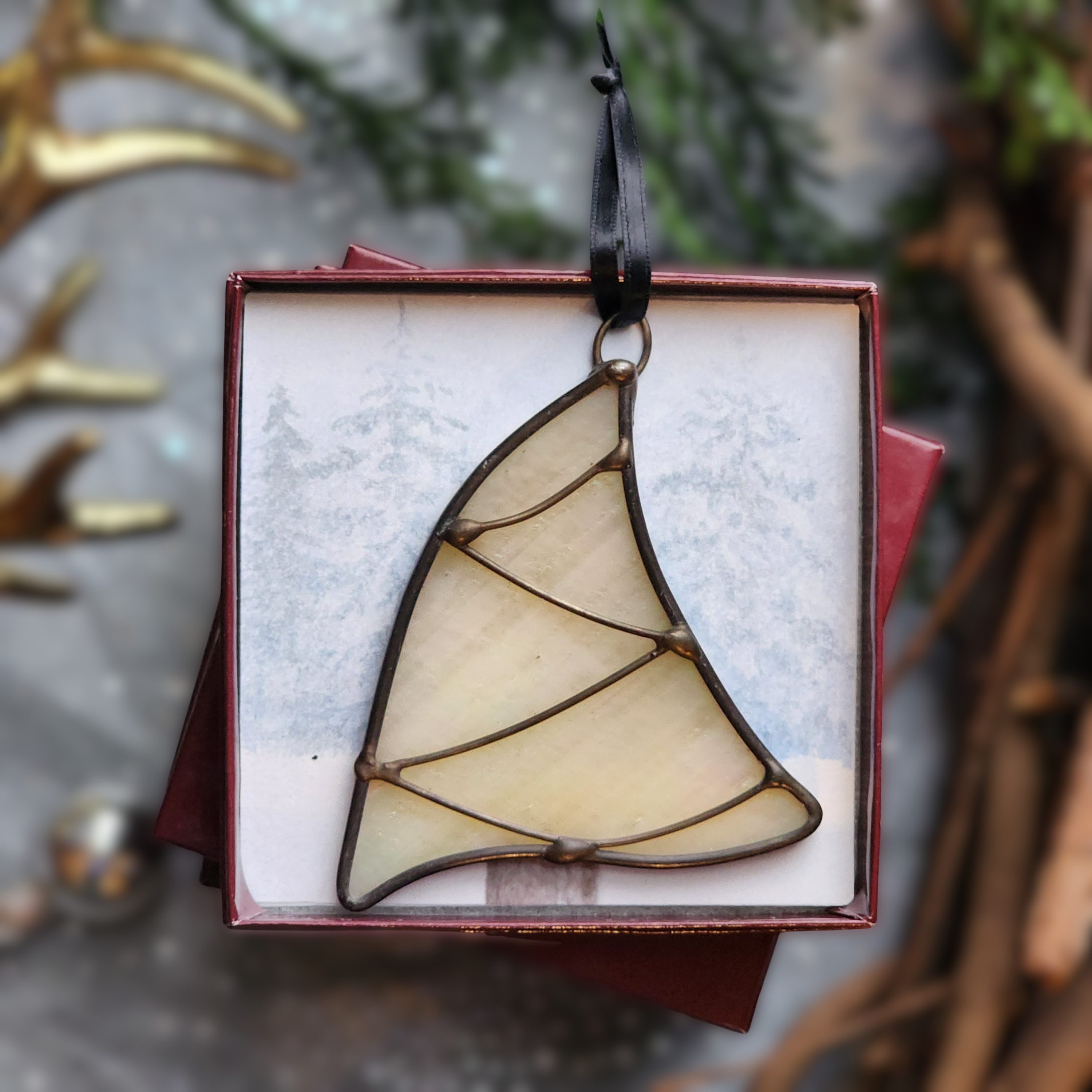 Whimsical Christmas Tree Suncatcher Ornament, Gift Boxed