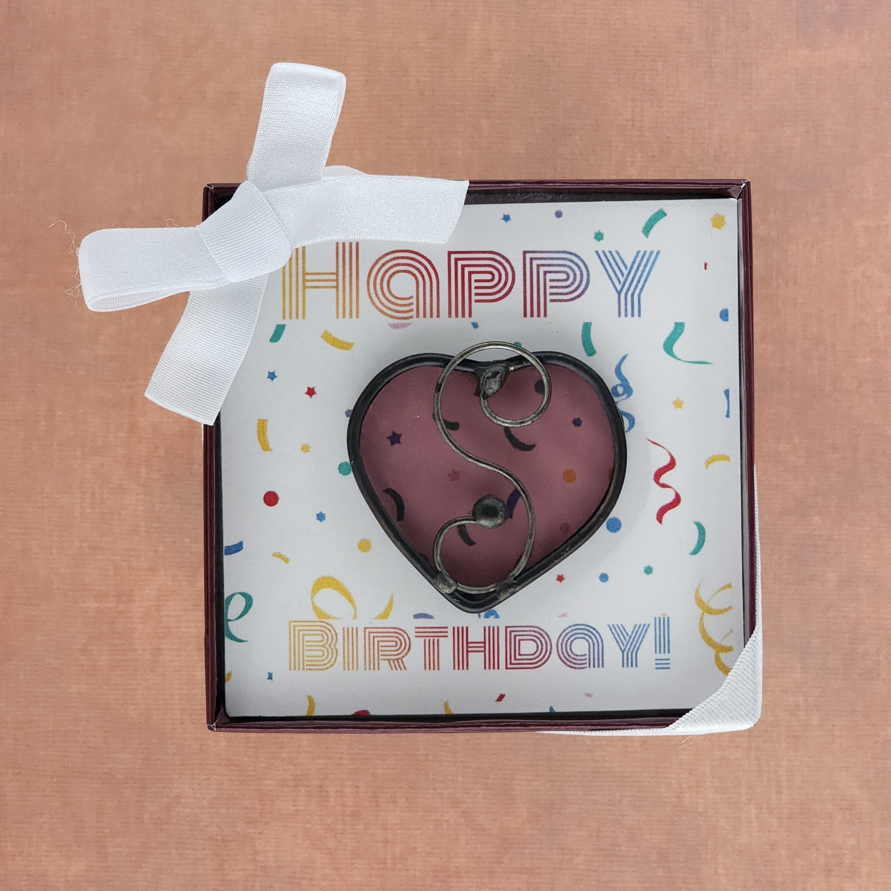 Pale Purple Stained Glass Heart Suncatcher - October Birthday Gift