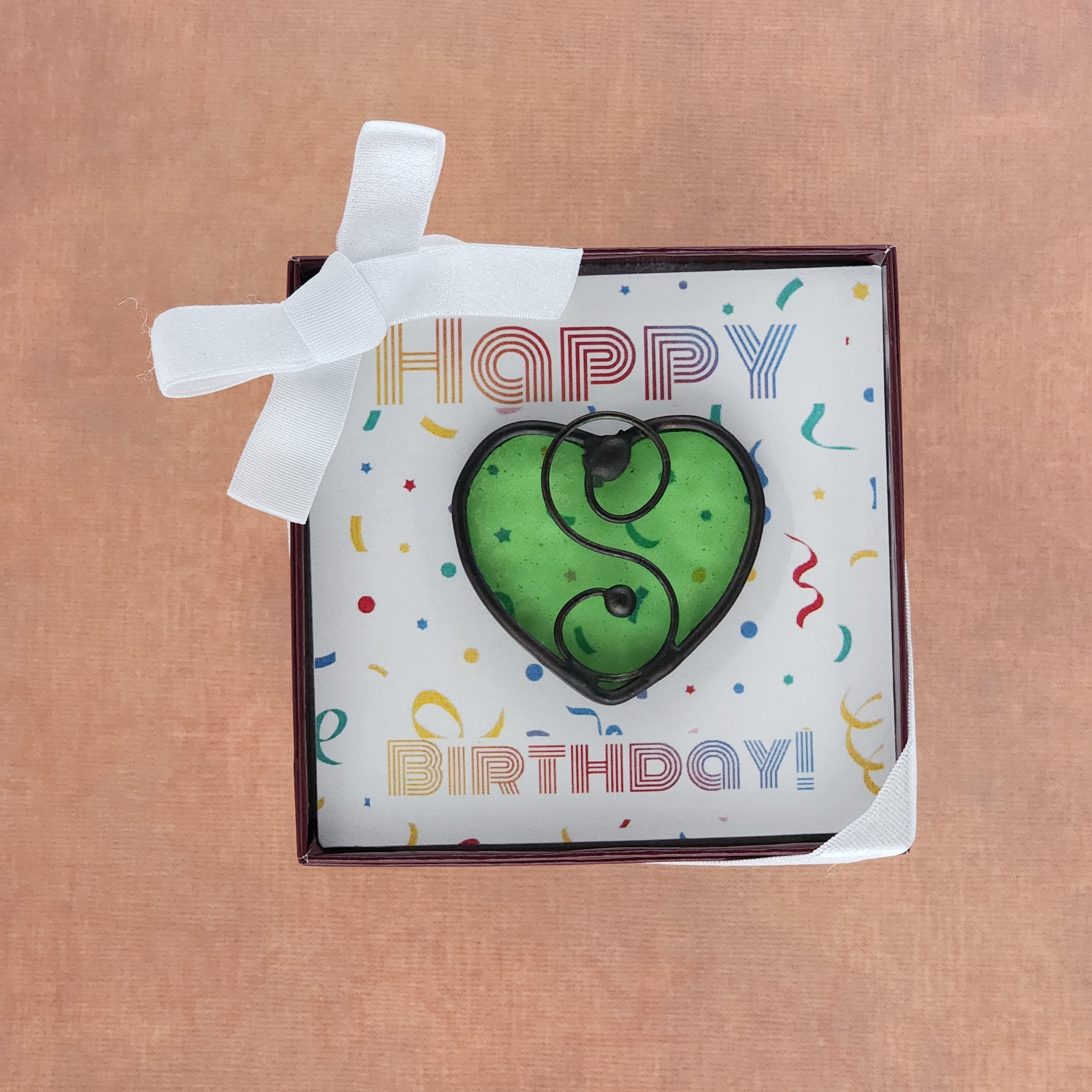 Peridot Green Stained Glass Heart Suncatcher - August Birthday Gift