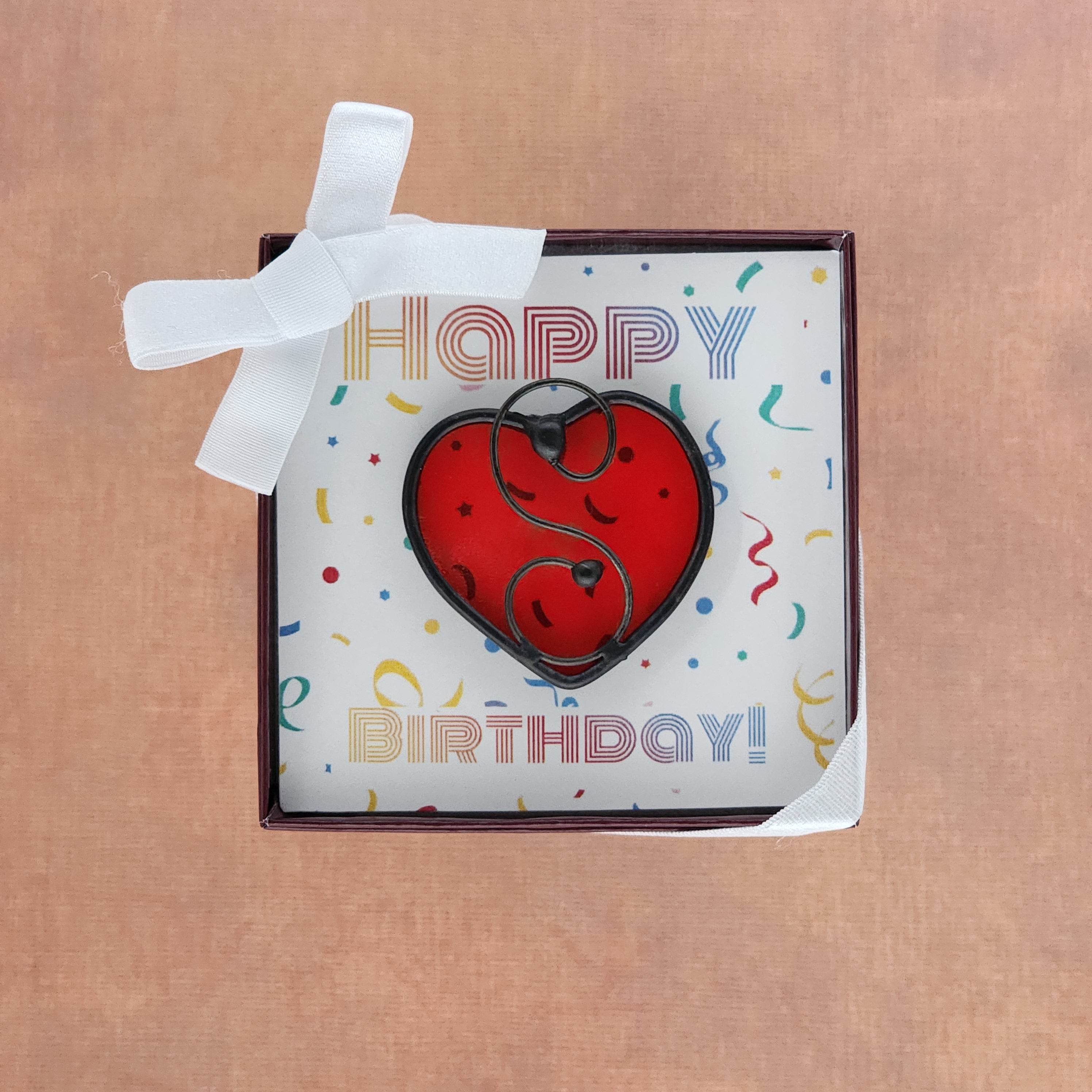 Ruby Red Stained Glass Heart Suncatcher - July Birthstone Inspired Gift