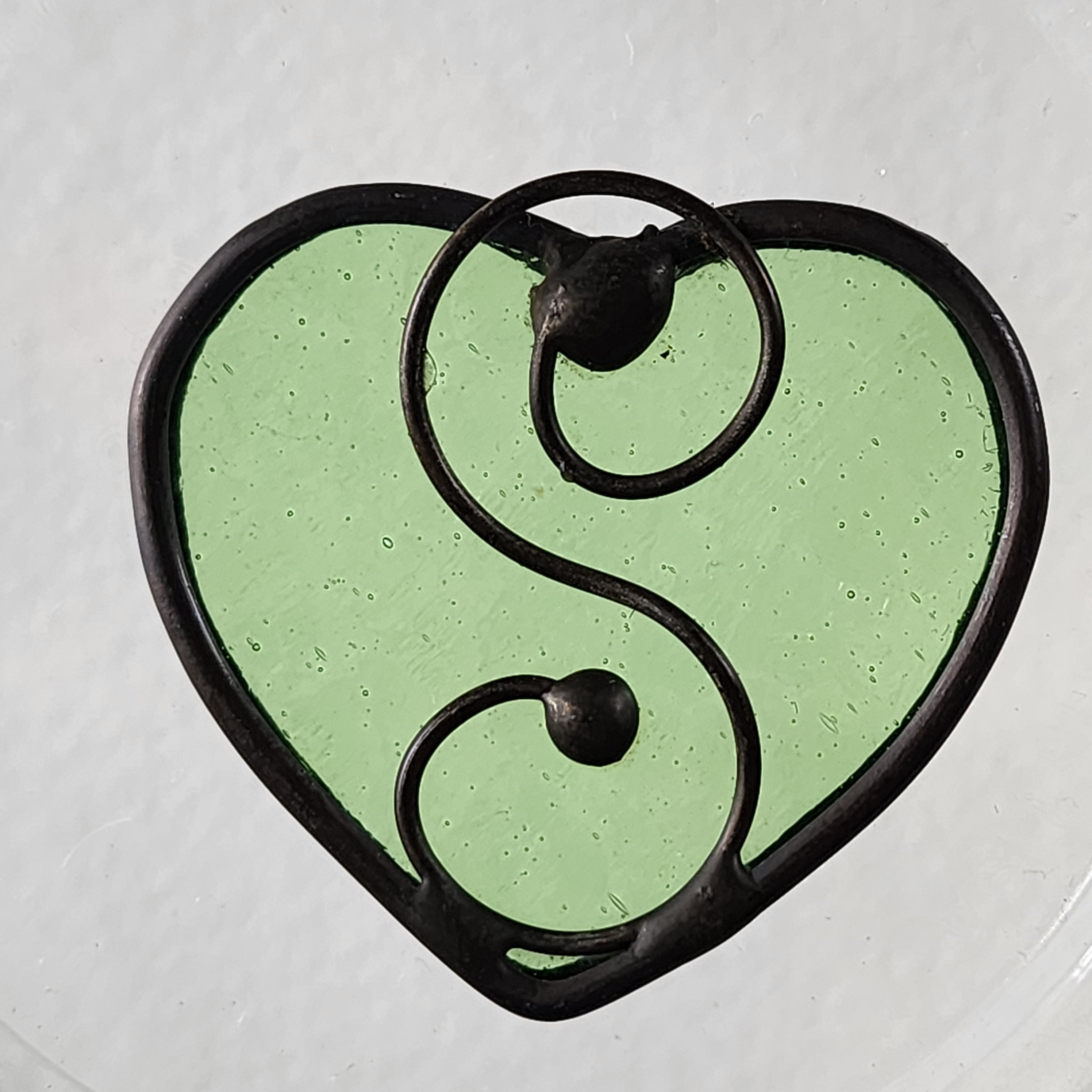 Peridot Green Stained Glass Heart Suncatcher - August Birthday Gift