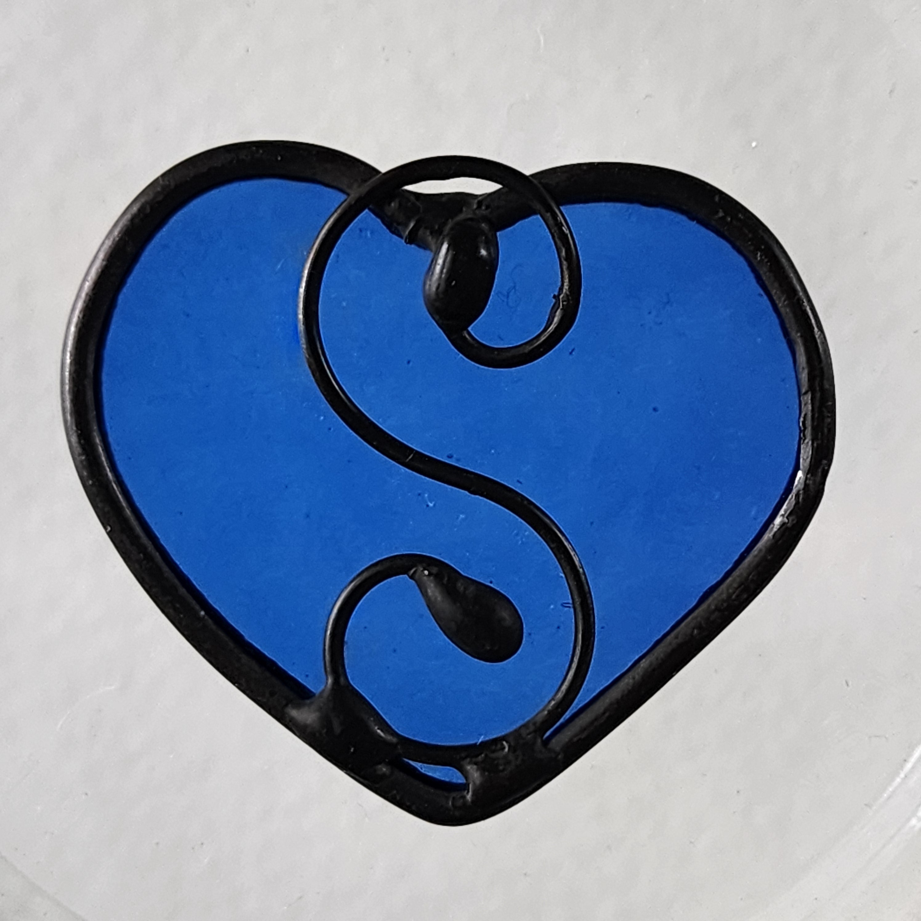 Sapphire Blue Stained Glass Heart Suncatcher - September Birthday Gift