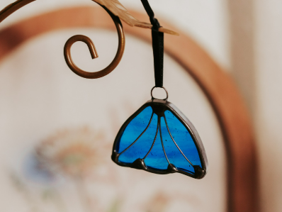 Blue Bellflower Stained Glass Suncatcher
