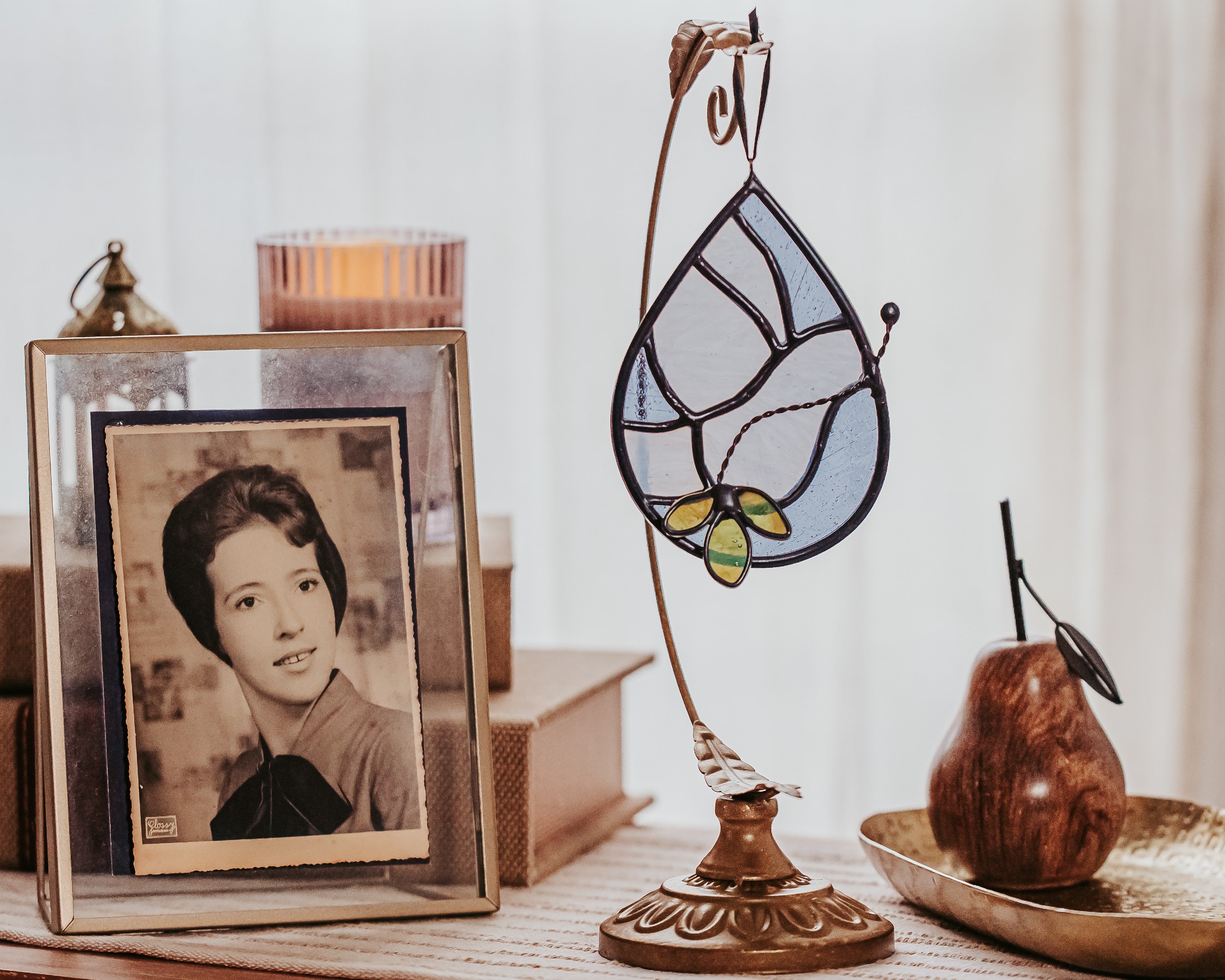Peaceful Dove Memorial Drop Stained Glass Suncatcher