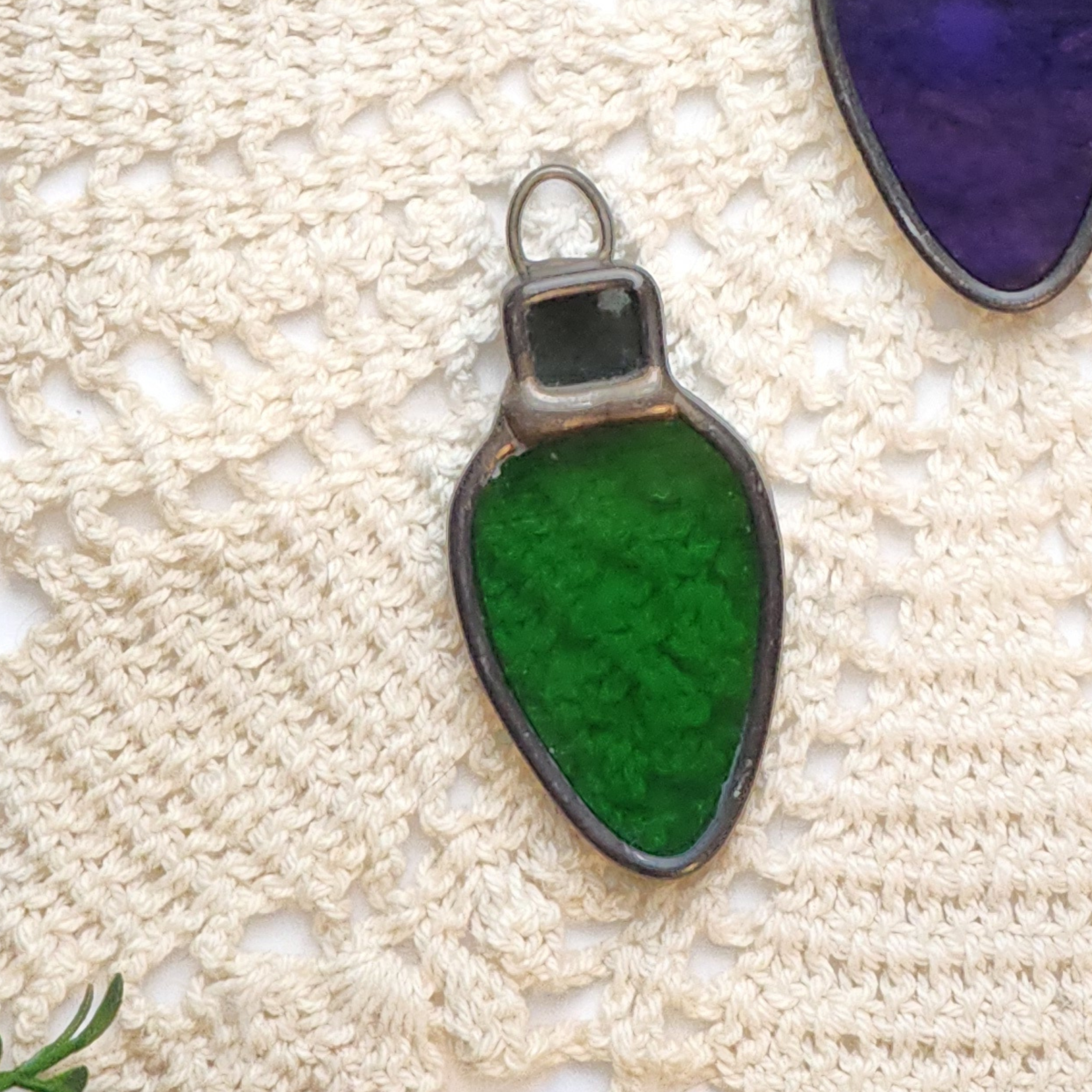 Old-Fashioned Christmas Tree Light Stained Glass Ornament