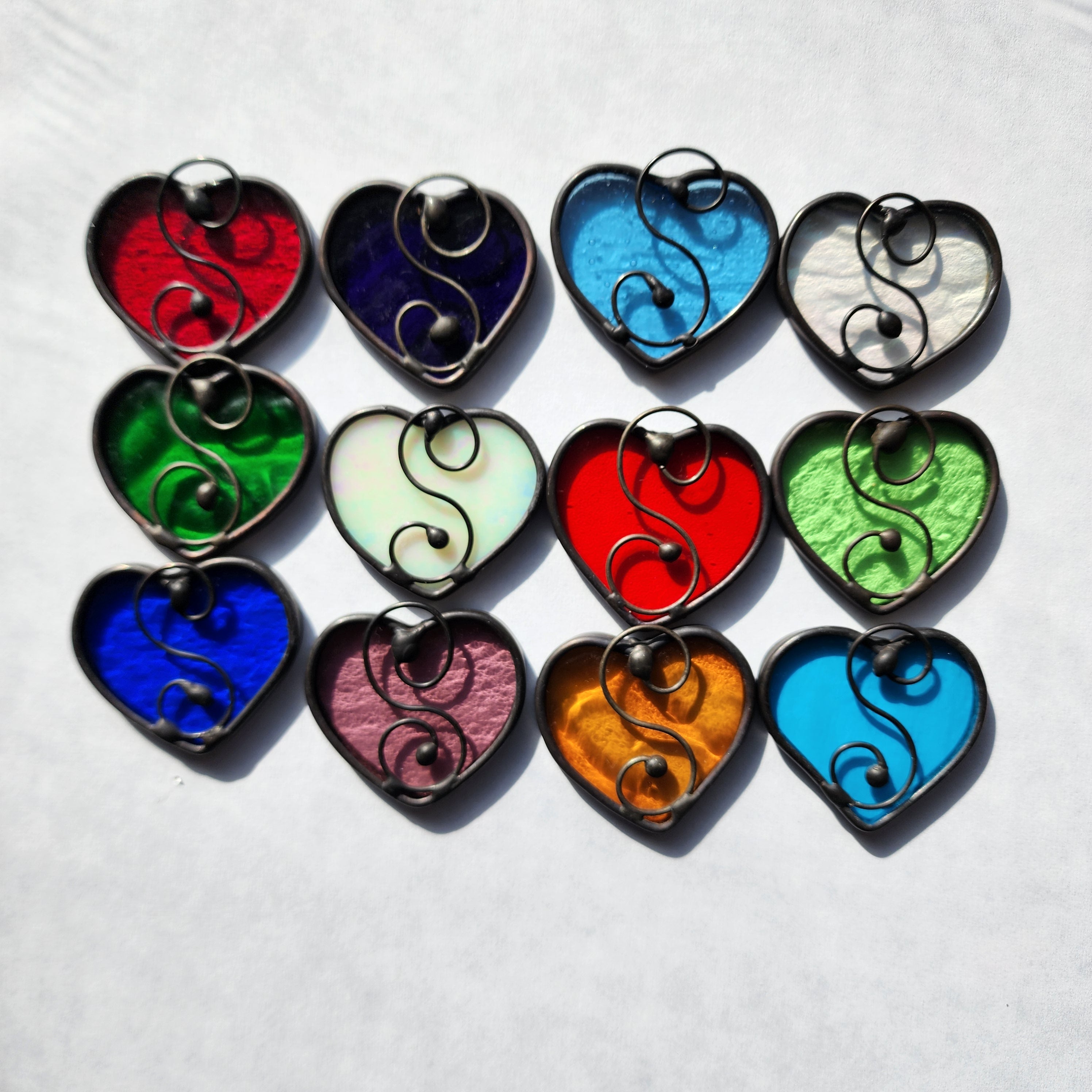 Iridescent Diamond Clear Stained Glass Heart Suncatcher -  Mother's Gift