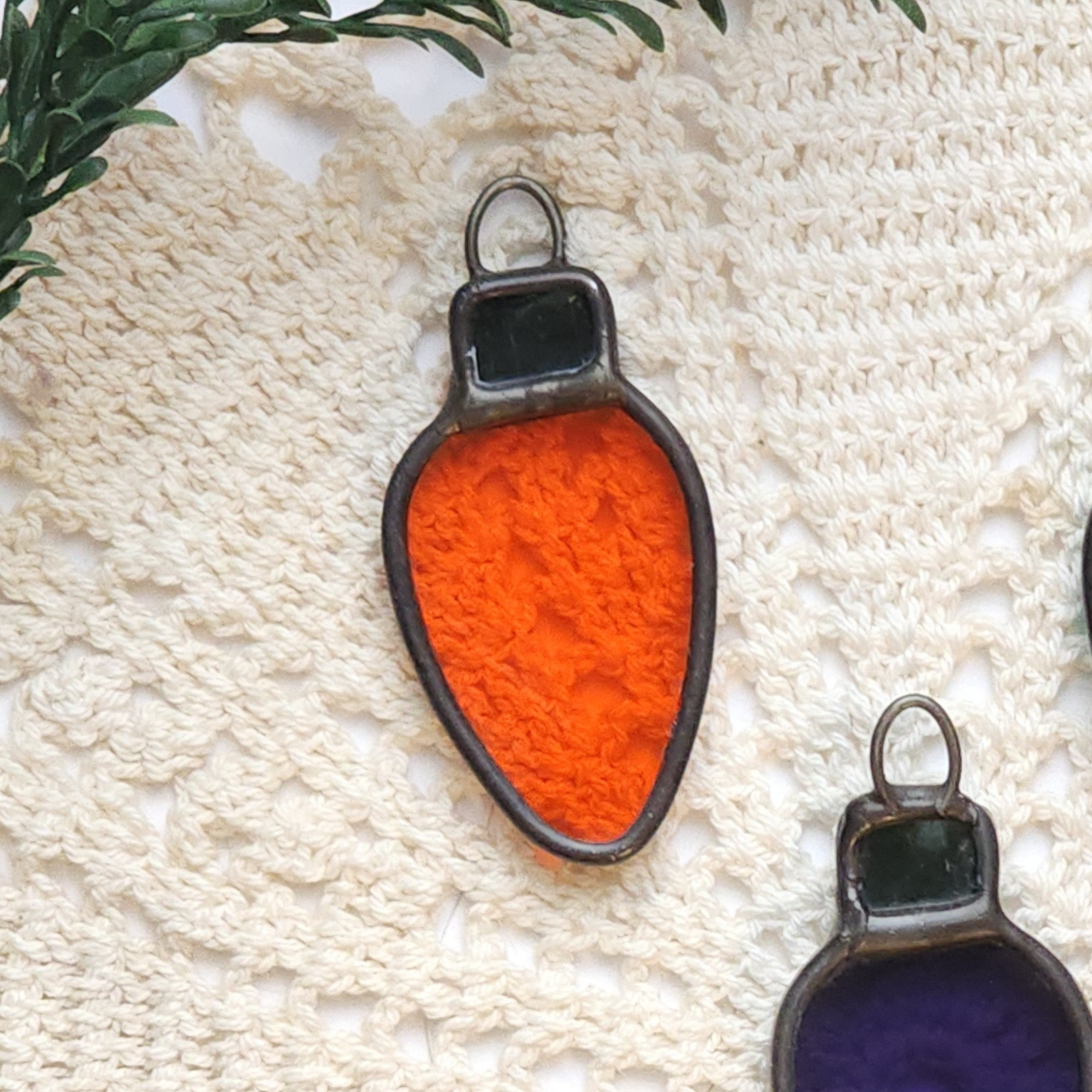 Old-Fashioned Christmas Tree Light Stained Glass Ornament