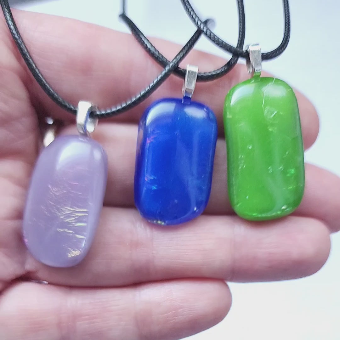 Iridescent shimmer pendant necklaces