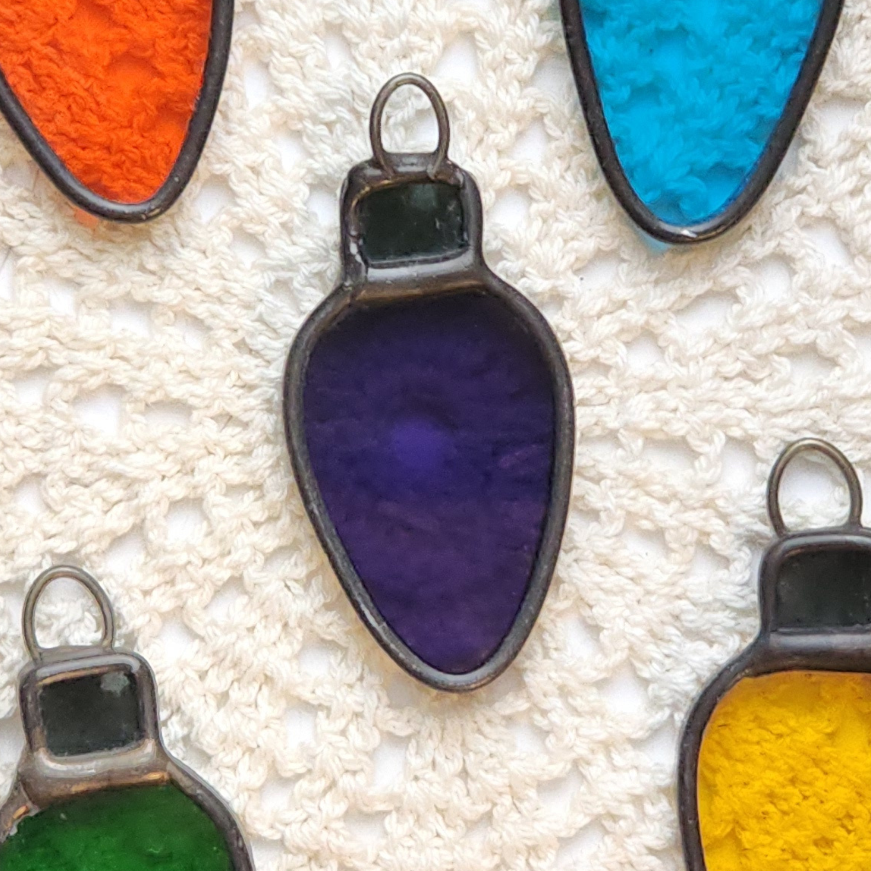 Old-Fashioned Christmas Tree Light Stained Glass Ornament
