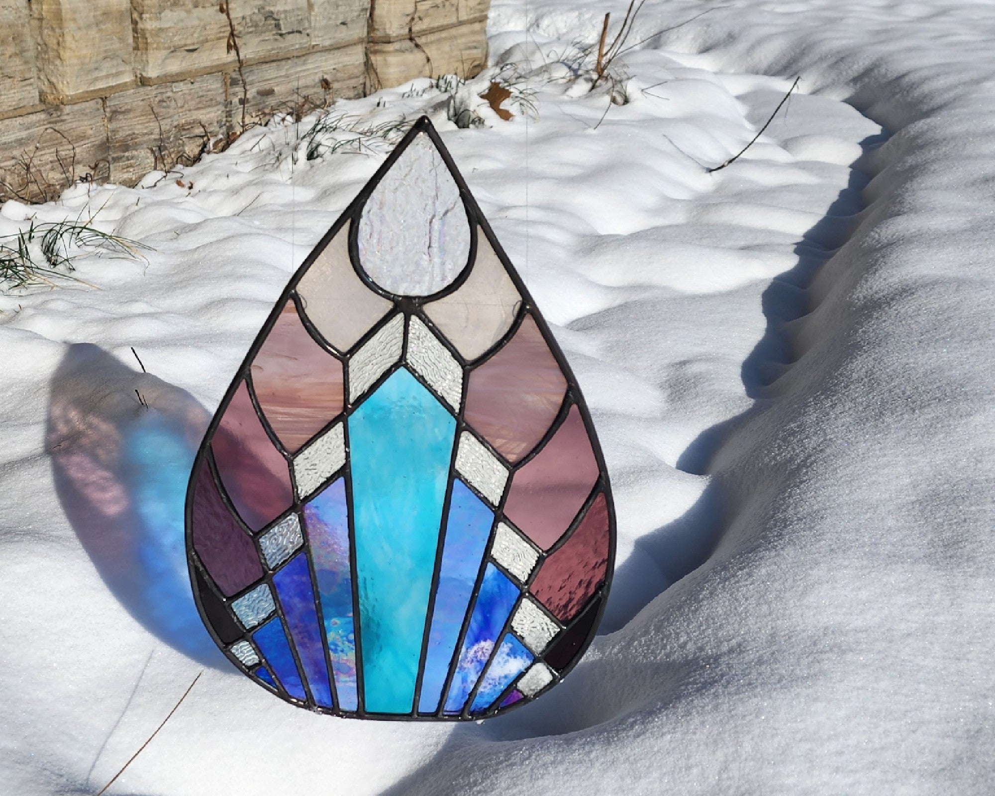 Winter Chill Larger Drop Stained Glass Suncatcher